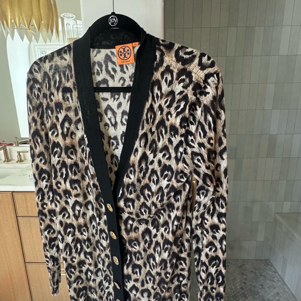 Tory Burch Leopard Print Cardigan